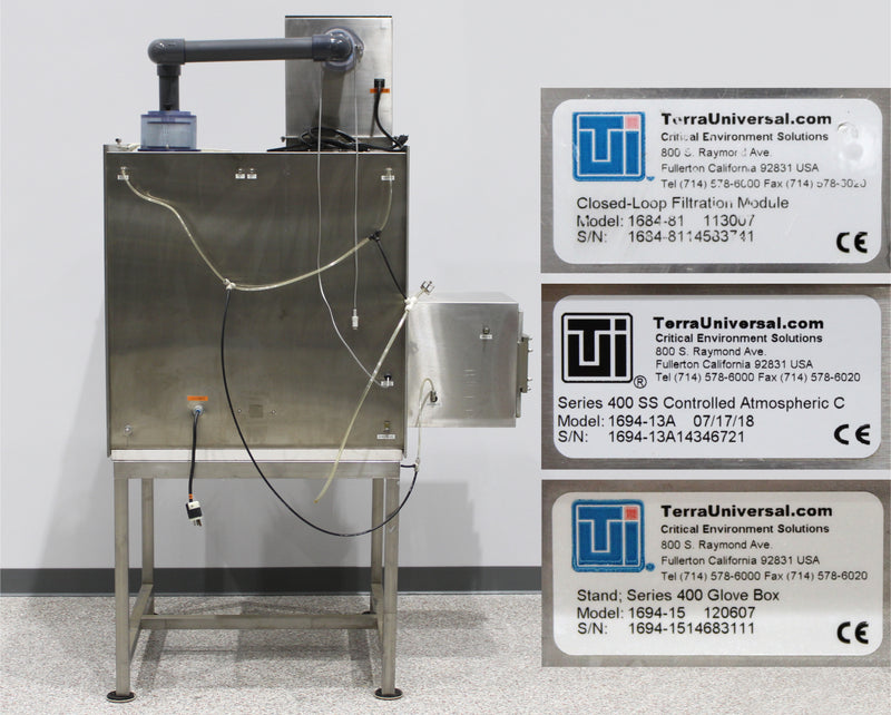 Terra Universal Series 400 Stainless Steel Glove Box with Air Lock and Stand