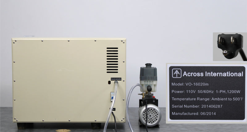Across International VO-16020m 110V Ambient to 500°F Vacuum Drying Oven and Pump