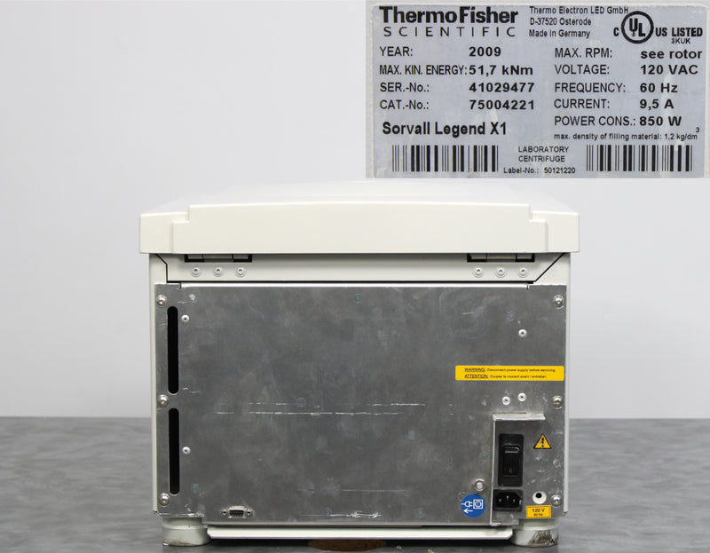 Thermo Sorvall Legend X1 Benchtop Centrifuge 75004221 with TX-400 Rotor