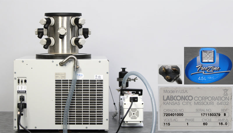 Labconco FreeZone 4.5 -105C Benchtop Freeze Dryer 720401000 and 12-Port Manifold