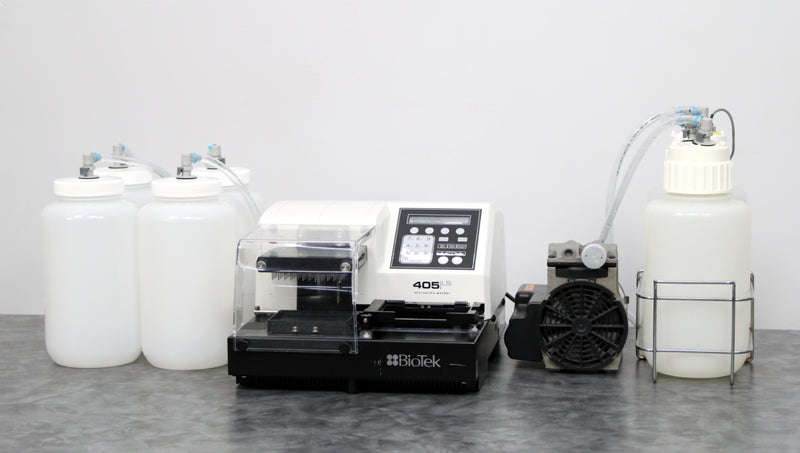 BioTek 405LS 96-Well Microplate Washer 405LSRV with Bottles and Vacuum Pump