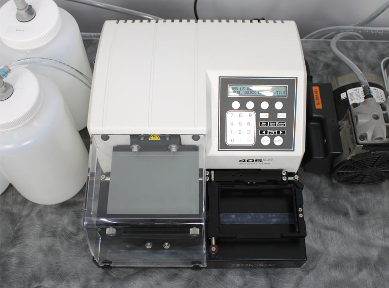 BioTek 405LS 96-Well Microplate Washer 405LSRV with Bottles and Vacuum Pump
