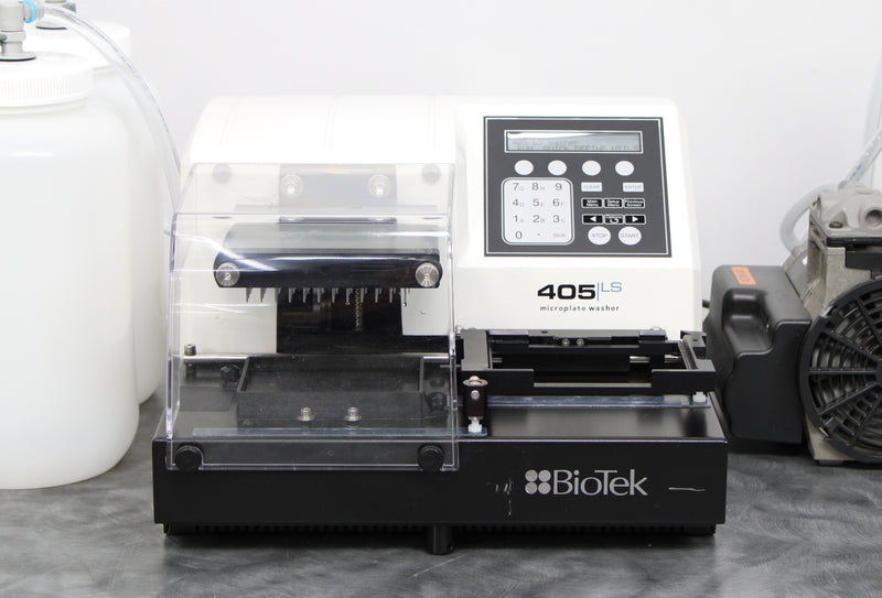BioTek 405LS 96-Well Microplate Washer 405LSRV with Bottles and Vacuum Pump