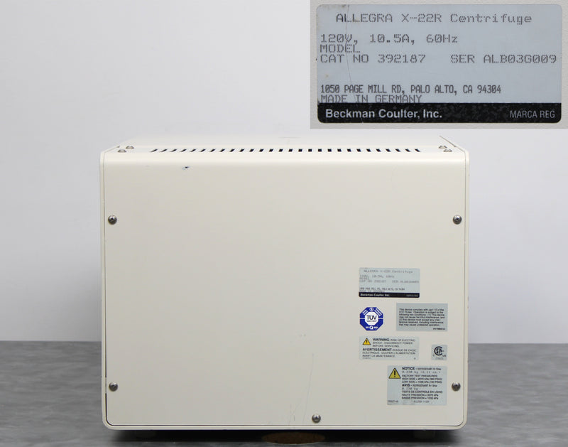 Beckman Coulter Allegra X-22R Benchtop Centrifuge 392187 and SX4250 Rotor