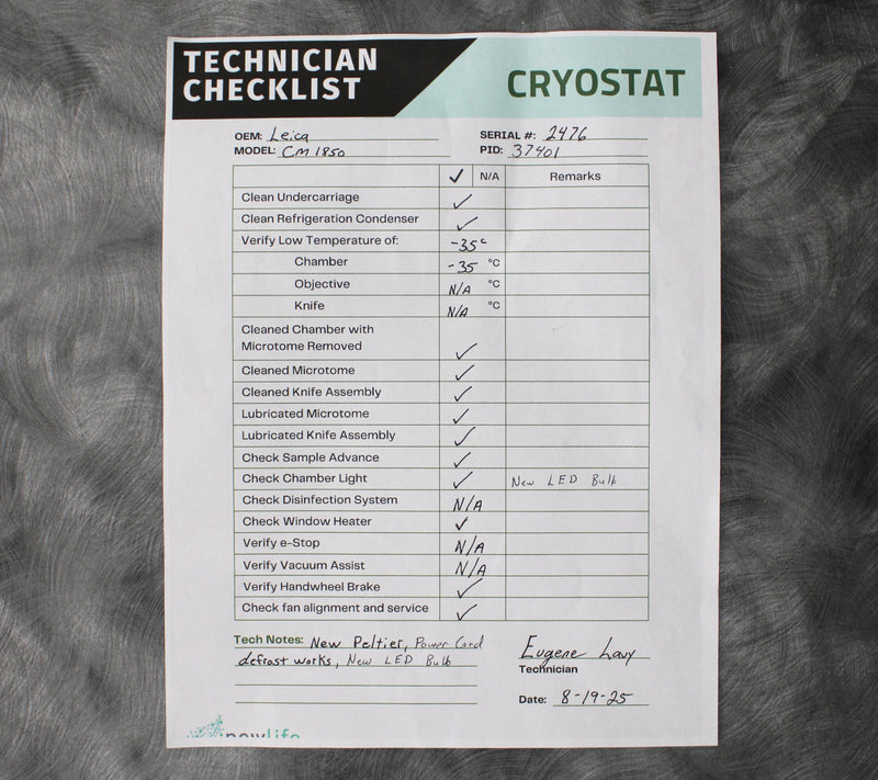 Leica CM1850-3-1 Cryostat Microtome 047131148 and Blade Holder