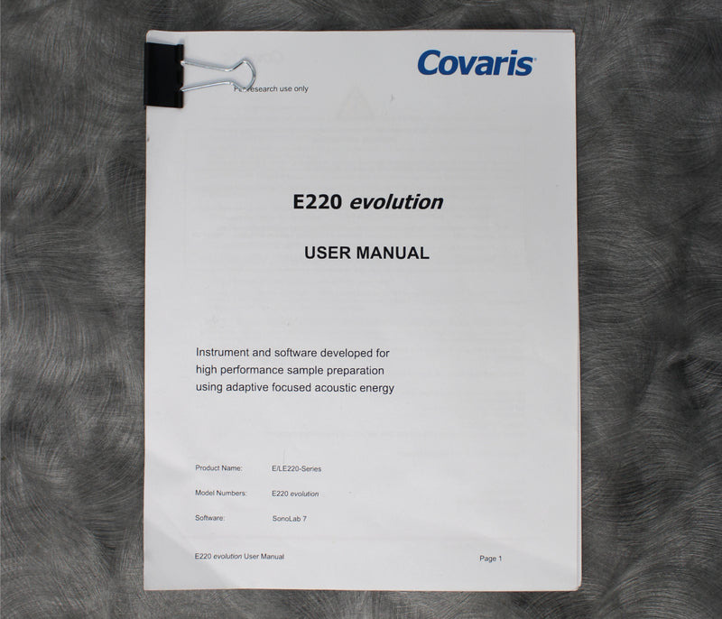 Covaris E220 Evolution Focused-Ultrasonicator with WCS 2.0 and ThermoCube