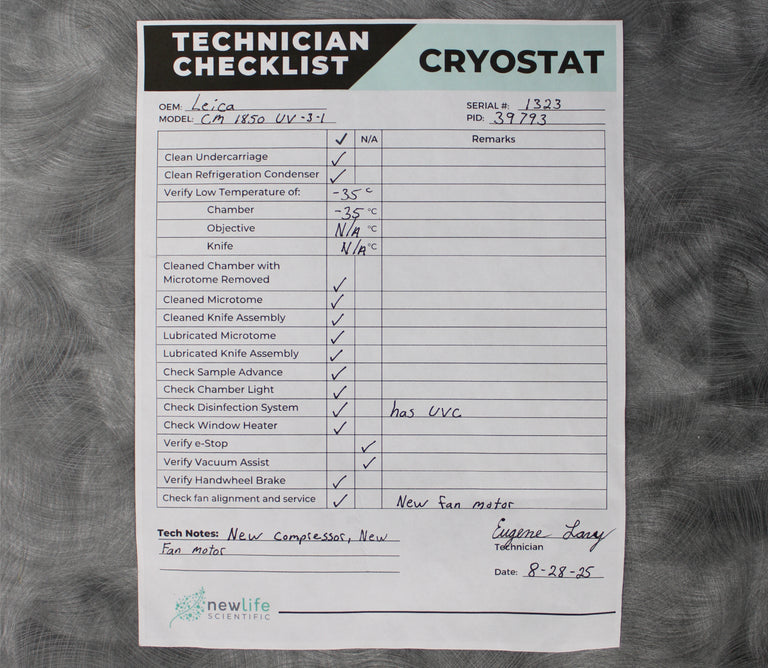 Leica CM1850 UV-3-1 Microtome Cryostat 047140225 with Blade Holder