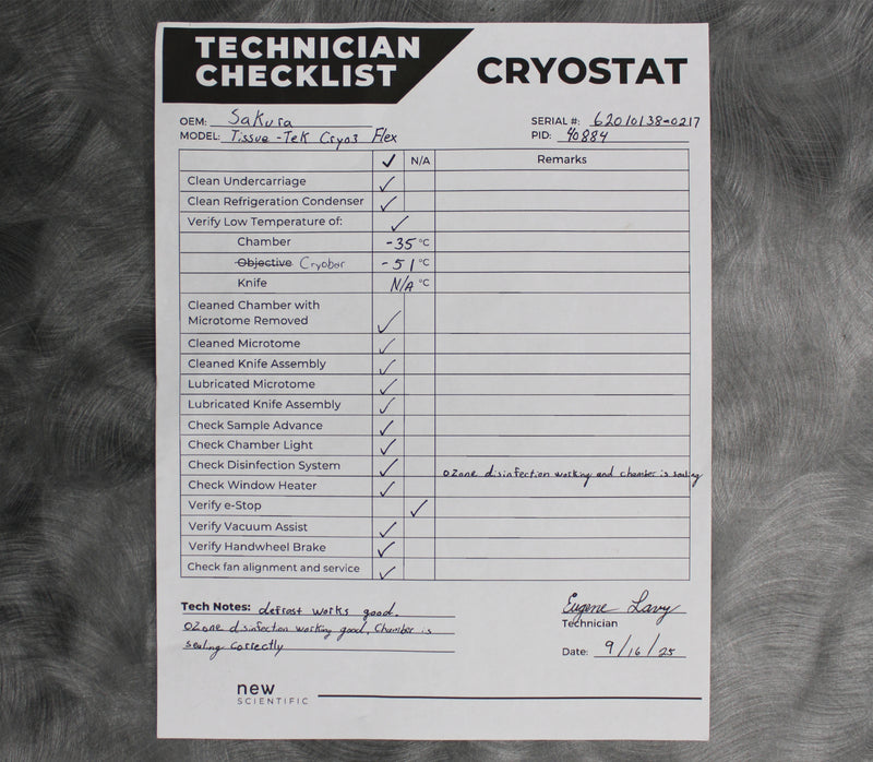Sakura Tissue-Tek Cryo3 Flex D 6201 Microtome Cryostat and Blade Holder