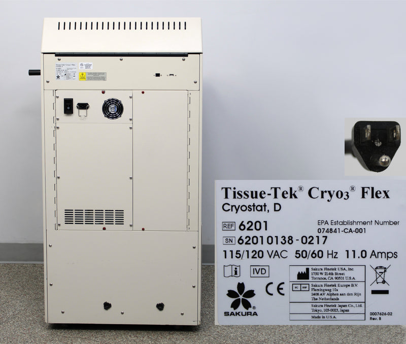 Sakura Tissue-Tek Cryo3 Flex D 6201 Microtome Cryostat and Blade Holder