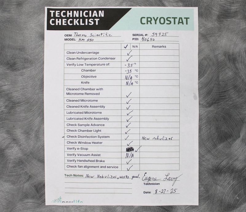 Thermo Scientific Microm HM 550 PD Microtome Cryostat 956424D with Blade Holder