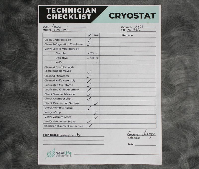 Leica CM1900-3-1 Microtome Cryostat 045227382 and Blade Holder