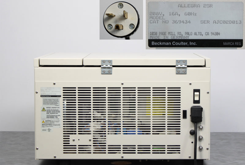 Beckman Coulter Allegra 25R Refrigerated Benchtop Centrifuge and TA-10.250 Rotor