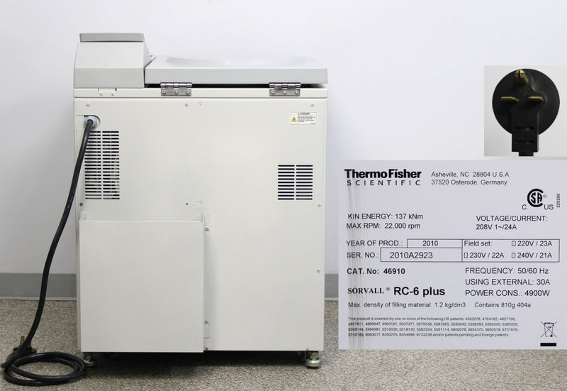 Thermo Scientific Sorvall RC-6 Plus Refrigerated Floor Centrifuge 46910 208V