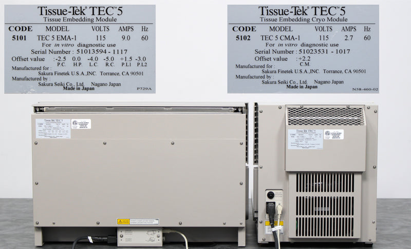 Sakura Tissue-Tek TEC 5 Tissue Embedding Center EMA-1 5101 and Cryo Module CMA-1