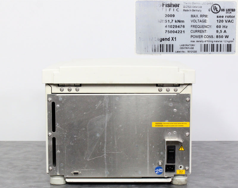 Thermo Sorvall Legend X1 Benchtop Centrifuge 75004221 and TX-400 Rotor