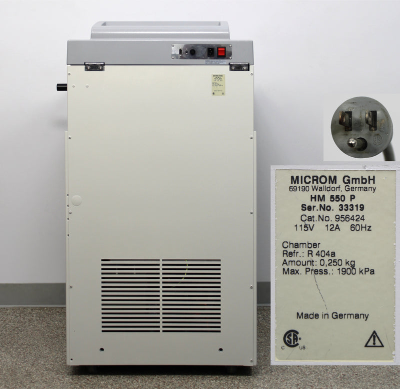 Thermo Scientific Microm HM 550 P Microtome Cryostat Back Panel, Label with Serial Number, Plug