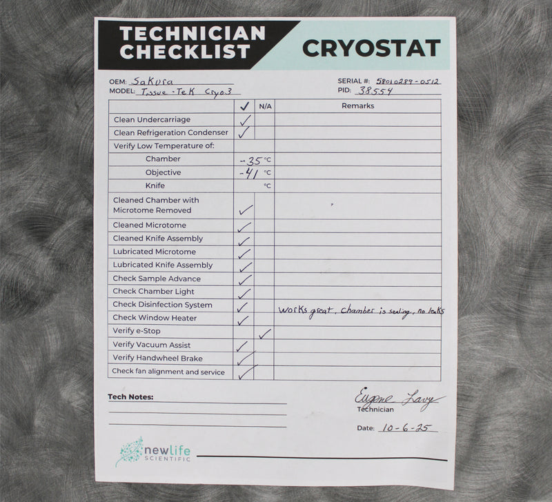 Sakura Tissue-Tek Cryo3 D115 Microtome Cryostat 5801 with Blade Holder