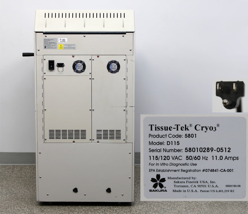 Sakura Tissue-Tek Cryo3 D115 Microtome Cryostat 5801 with Blade Holder