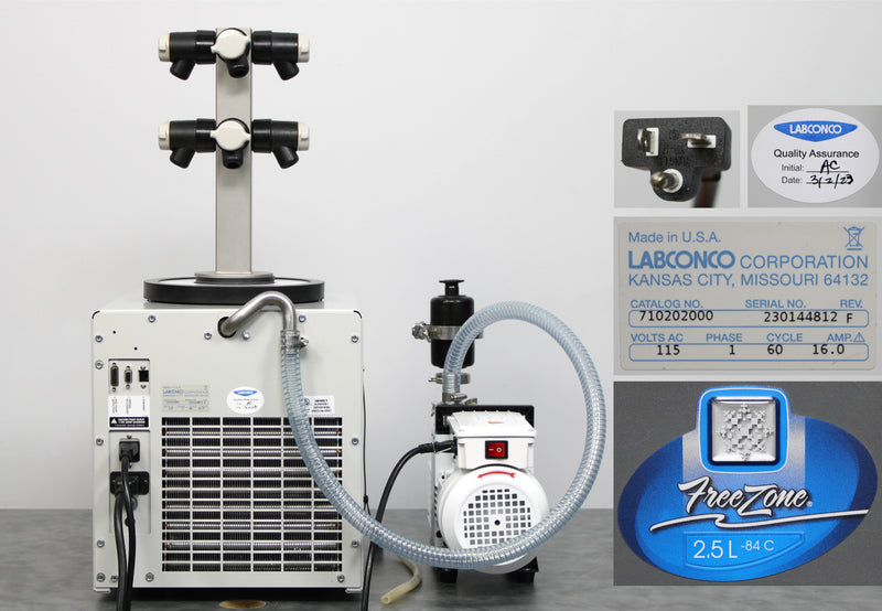 Labconco FreeZone 2.5L -84°C Benchtop Freeze Dryer 710202000 with Vacuum Pump