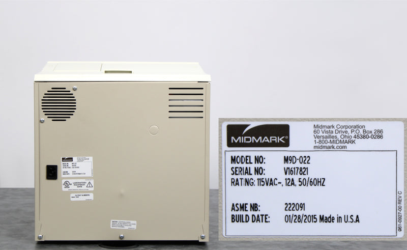 Midmark Ritter M9D AutoClave Automatic Steam Sterilizer M9D-022 with 3 Trays