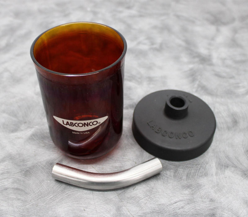 Labconco 7542801 Amber Fast-Freeze Flask 600mL with Cap and SS 45º Adapter