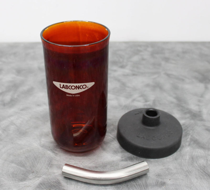 Labconco 7542901 Amber Fast-Freeze Flask 900mL with Cap and SS 45º Adapter