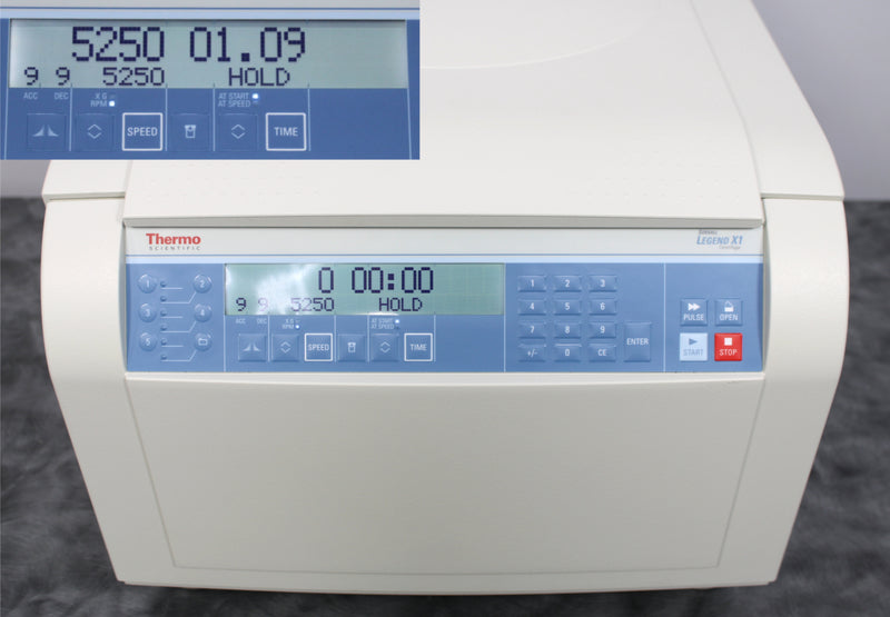 Thermo Scientific Sorvall Legend X1 Benchtop Centrifuge control panel and screen