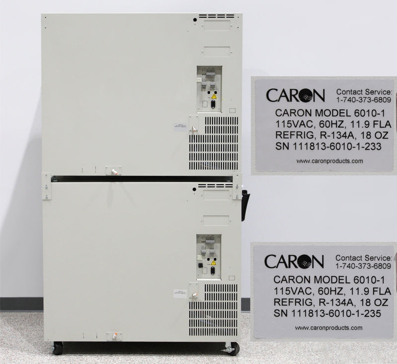Caron Model 6010-1 Stacked Environmental Test Chambers Back Panel, Labels with Serial Numbers