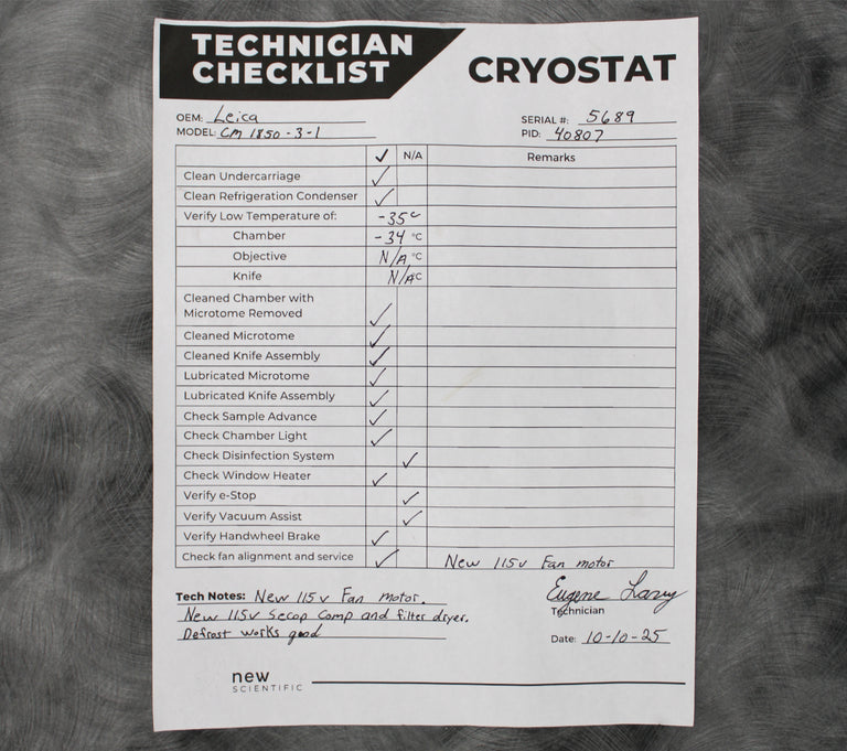 Leica CM1850-3-1 Microtome Cryostat 047131148 with Blade Holder