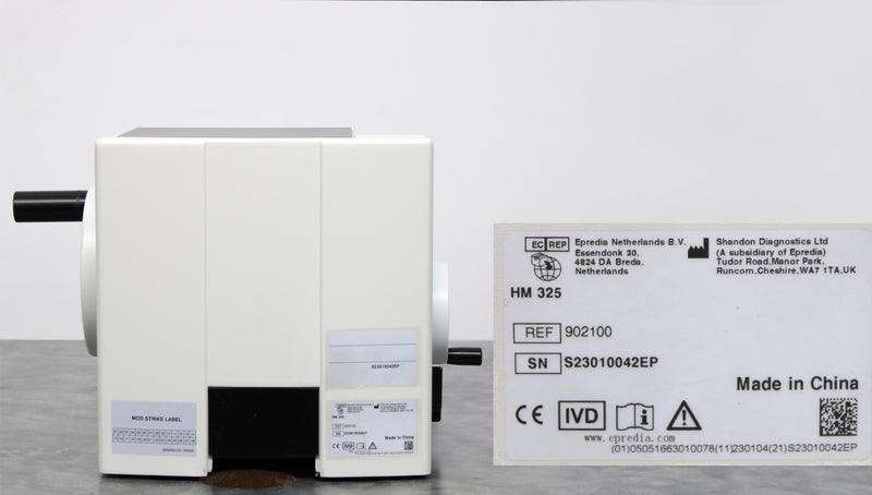 Epredia Shandon HM325 Manual Rotary Microtome Back Panel, Label with seral number