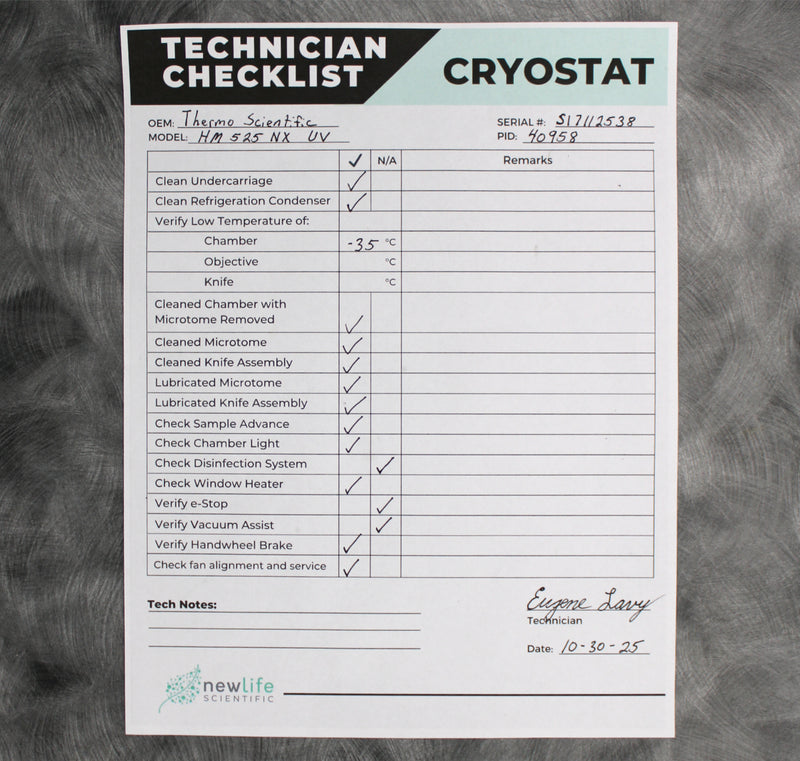 Thermo Shandon HM525 NX UV Cryostat Microtome 956641 with UV Disinfection