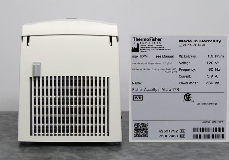 Thermo Fisher AccuSpin Micro 17R Benchtop Microcentrifuge 75002463 with Rotor