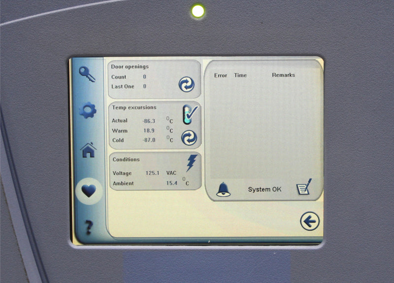 Thermo Scientific TSU600A Ultra-Low Temperature Freezer Control Screen