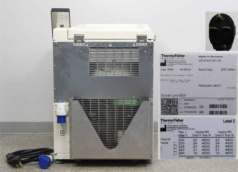 Thermo Sorvall Lynx 6000 Refrigerated Floor Centrifuge with F12-6x500 LEX Rotor