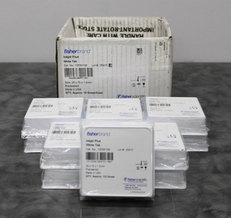 x11 New Fisherbrand 12550109 InkJet Plus Microscope Slides White Tab 25x75x1.0mm
