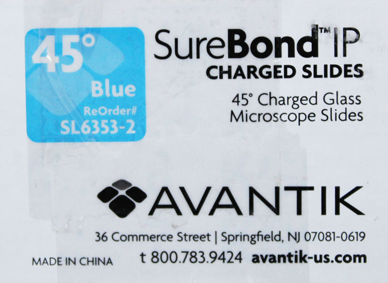 Avantik SL6353-2 SureBond Charged Glass Microscope Slides Clipped Corners Blue