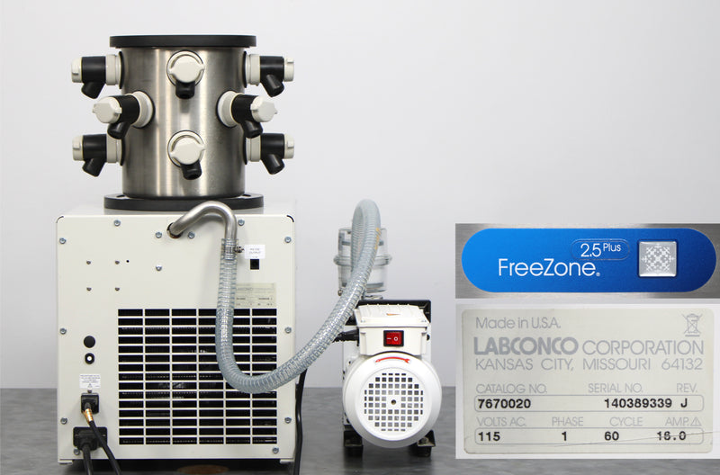 Labconco FreeZone 2.5 Plus Benchtop Freeze Dryer 7670020 and 12-Port Manifold
