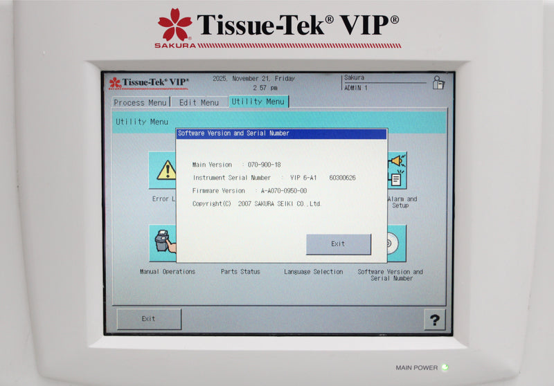 Sakura Tissue-Tek VIP 6 A1 Vacuum Infiltration Floor Tissue Processor 6030