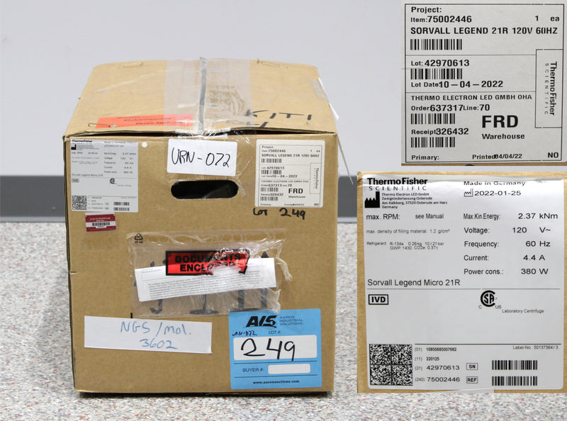 Thermo Sorvall Legend Micro 21R Benchtop Microcentrifuge 75002446 with Rotor