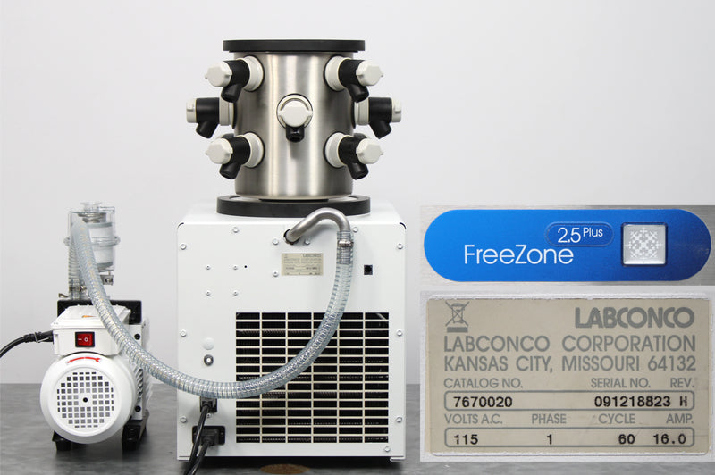Labconco FreeZone 2.5 Plus Benchtop Freeze Dryer 7670020 with 12-Port Manifold