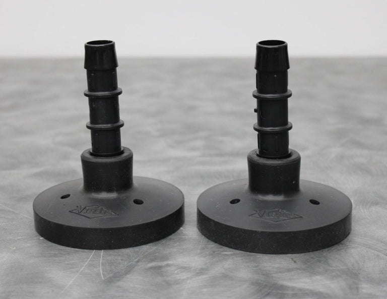 x2 VirTis Wide Mouth Freeze Drying Flask Snap-On Lids w/Straight Nylon Adapters
