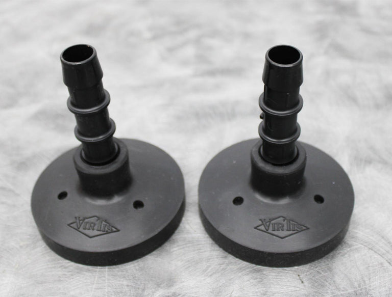 x2 VirTis Wide Mouth Freeze Drying Flask Snap-On Lids w/Straight Nylon Adapters