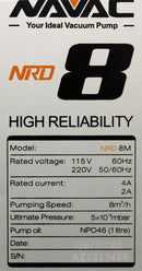 NAVAC NRD 4 Dual Stage Rotary Vane Vacuum Freeze Dryer Pump