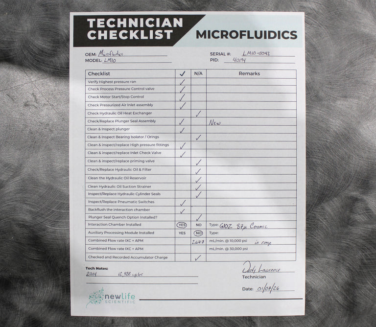 Microfluidics LM10 Microfluidizer High Shear Fluid Processor Lab Homogenizer