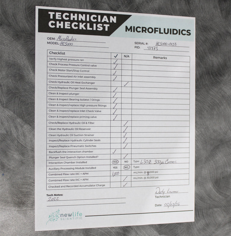 Microfluidics HC-5000 Air-Driven Microfluidizer Processor Homogenizer