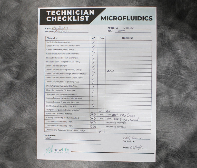 Microfluidics M110EH30 PHB-V Electric-Hydraulic Microfluidizer Processor