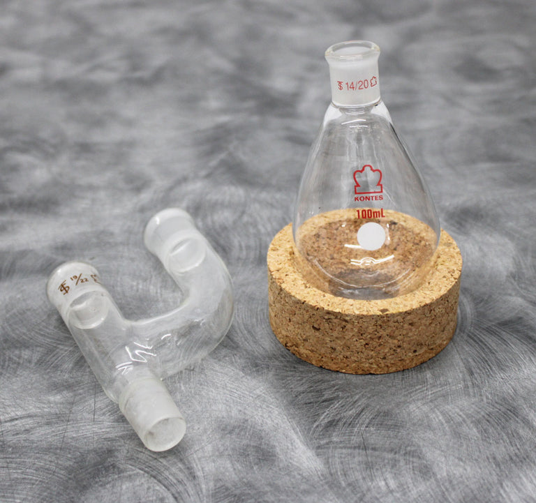 Kontes Glass 14/20 Recovery Flask & 19/22 Claisen 3Way Connecting 100mL Adapter