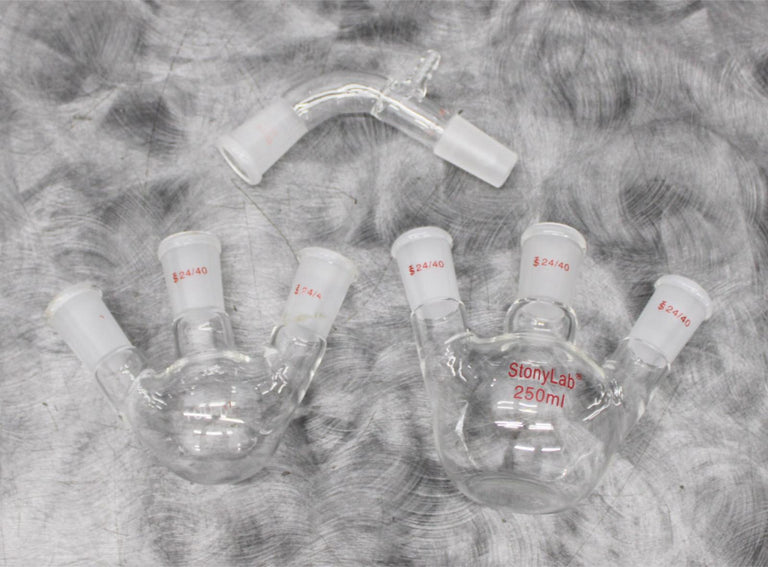 StonyLab Bent Vacuum Take-Off Adapter - 3-Neck Round & Flat Bottom Flasks 24/40