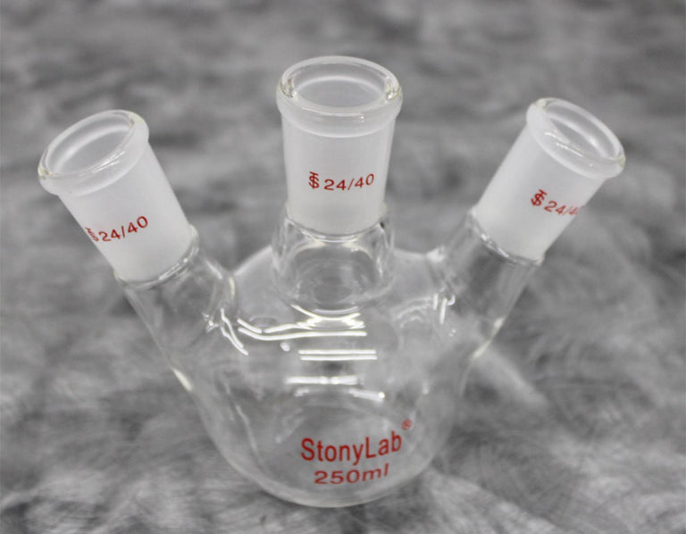 StonyLab Bent Vacuum Take-Off Adapter - 3-Neck Round & Flat Bottom Flasks 24/40