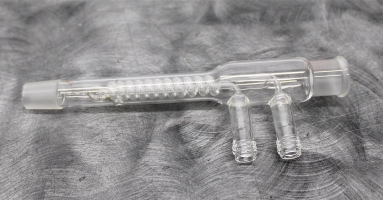 x2 Three Way Claisen Adapters 14/20 and Wilmad Glass Reflux Coil Condenser 19/22